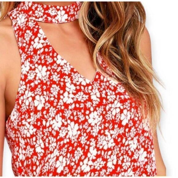 LULU'S LEAN CLOSE IVORY & RED FLORAL SWING DRESS SZ. XS EUC. - Picture 4 of 12